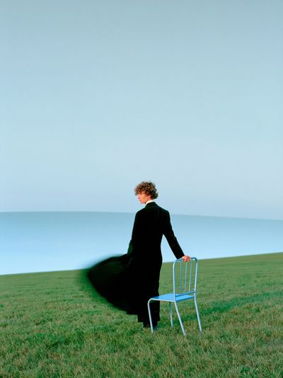 Solitary Figure in Field Photography Poster. poster