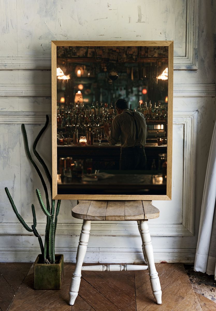 Dimly Lit Bar Interior Photography Poster. — room view 1
