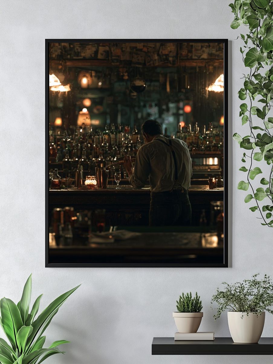 Dimly Lit Bar Interior Photography Poster. — room view 4