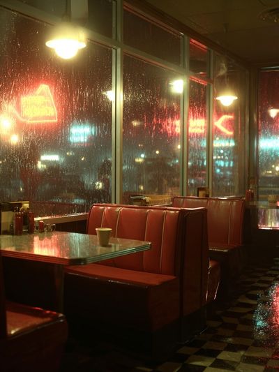 Rainy Diner Neon Photography Poster. poster print