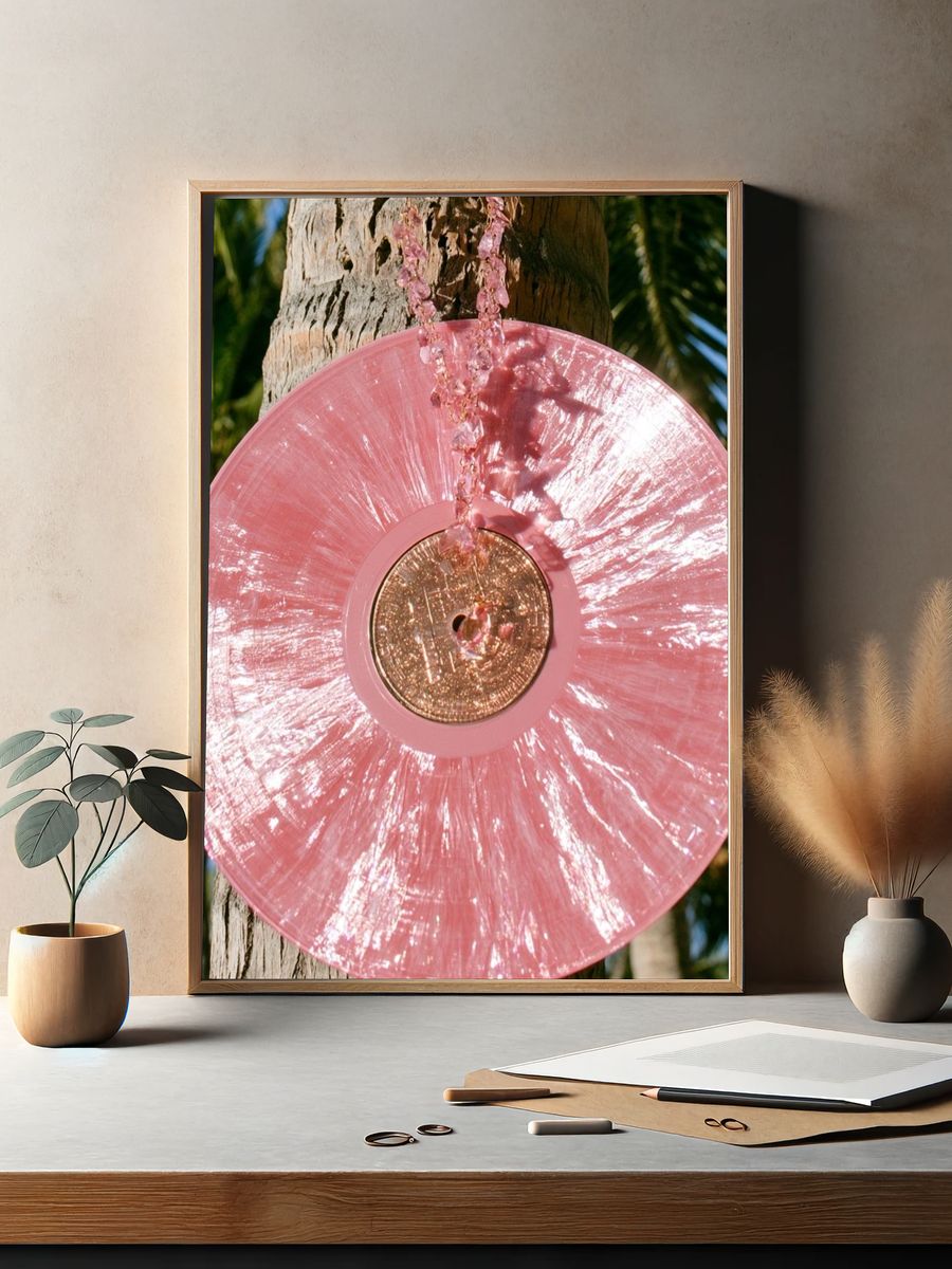 Pink Vinyl Disc Photography Poster. — room view 2