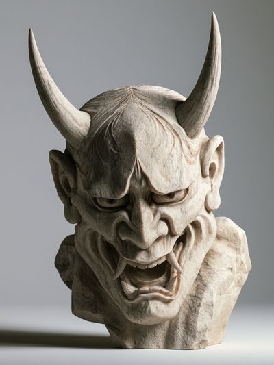 Demon Mask Sculpture Photography Poster. poster
