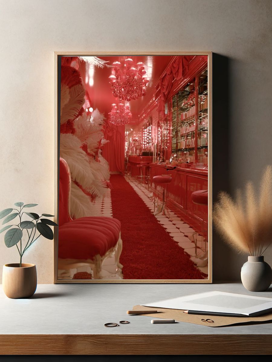 Crimson Glam Interior Photography Poster. — room view 2