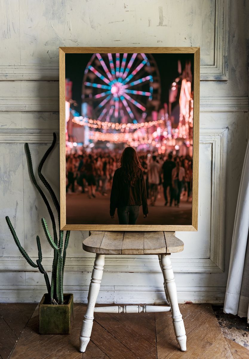 Ferris Wheel Night Carnival Photography Poster. — room view 1