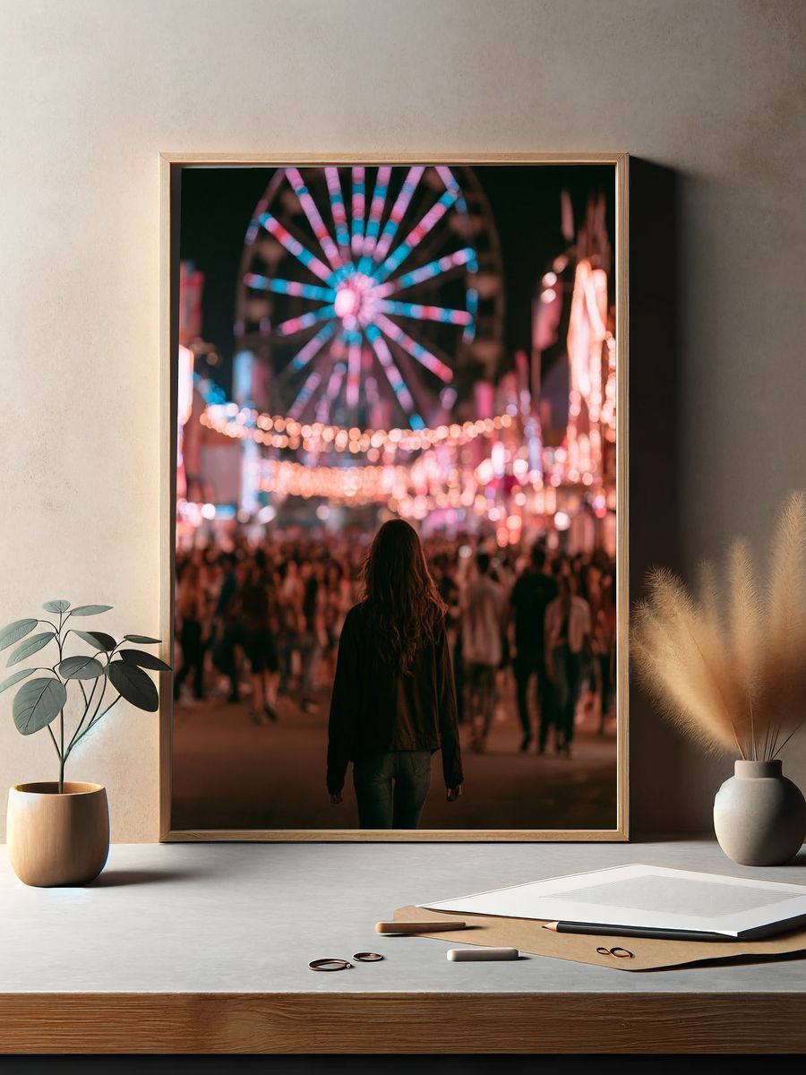 Ferris Wheel Night Carnival Photography Poster. — room view 2