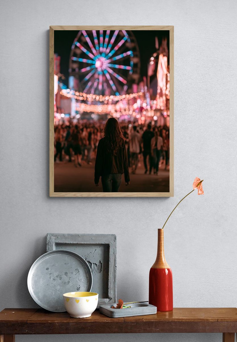 Ferris Wheel Night Carnival Photography Poster. — room view 3