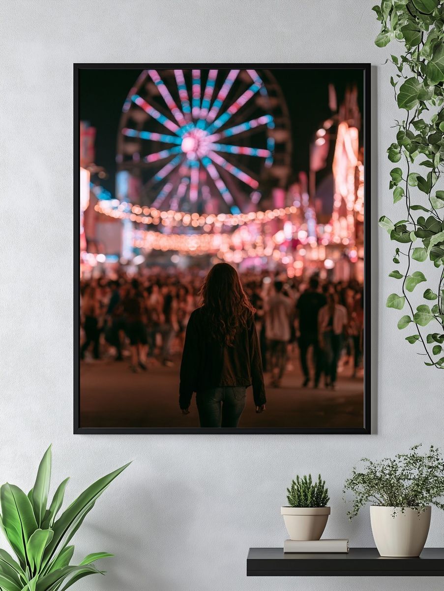Ferris Wheel Night Carnival Photography Poster. — room view 4