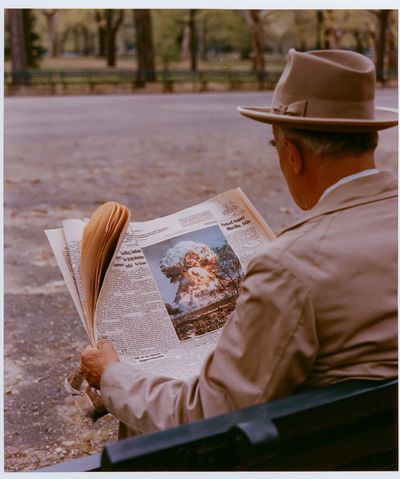 Man Reading Newspaper Photo Poster. poster print