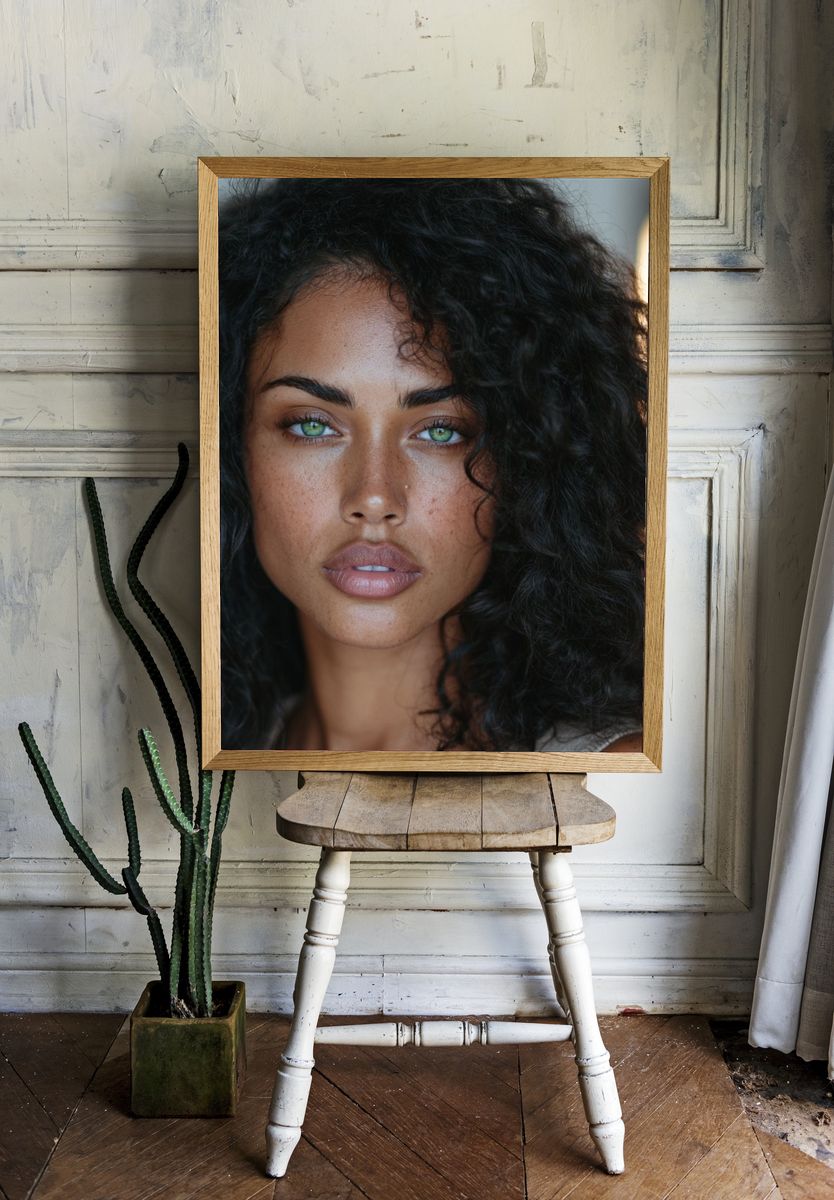 Curly Portrait Photography Poster. — room view 1