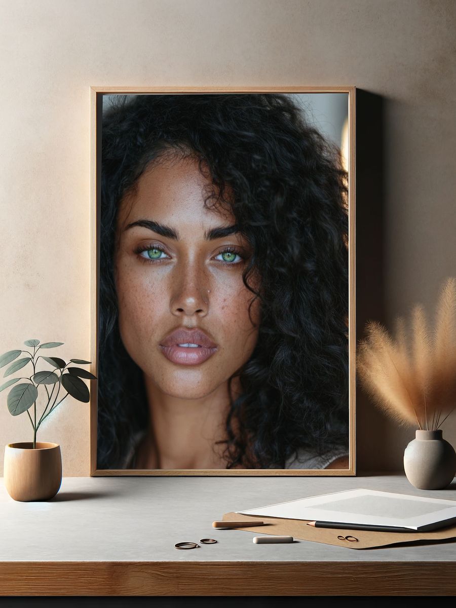 Curly Portrait Photography Poster. — room view 2