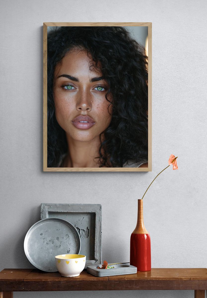 Curly Portrait Photography Poster. — room view 3