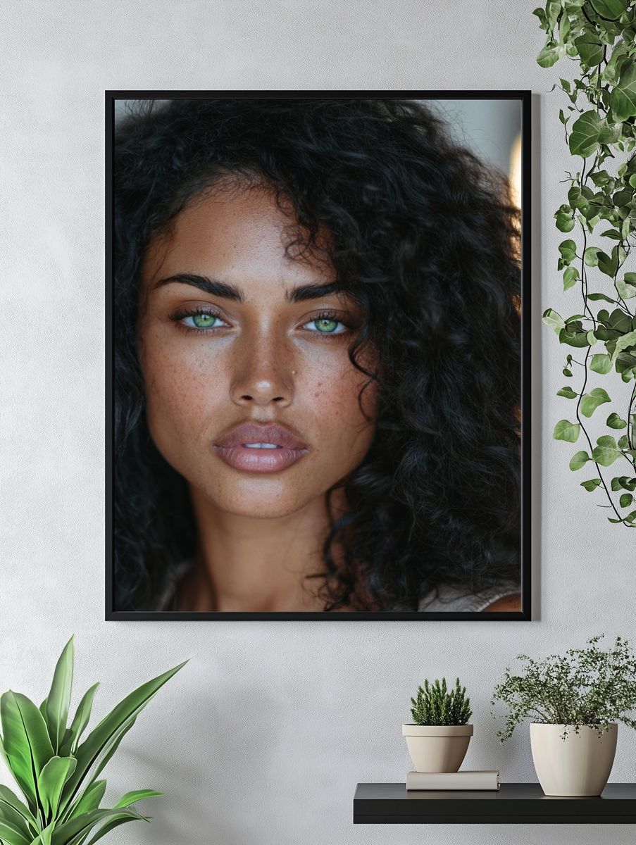 Curly Portrait Photography Poster. — room view 4