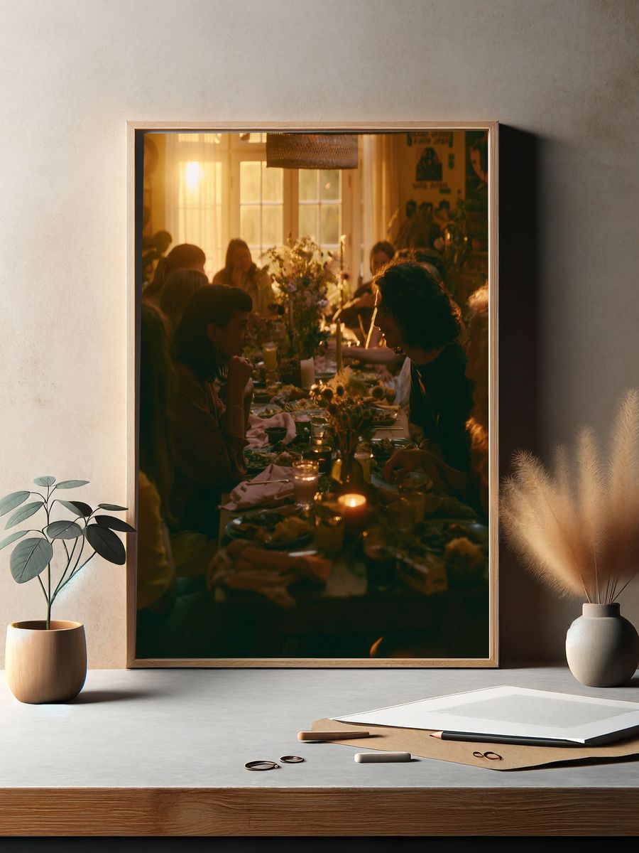 Golden Dinner Party Photography Poster. — room view 2