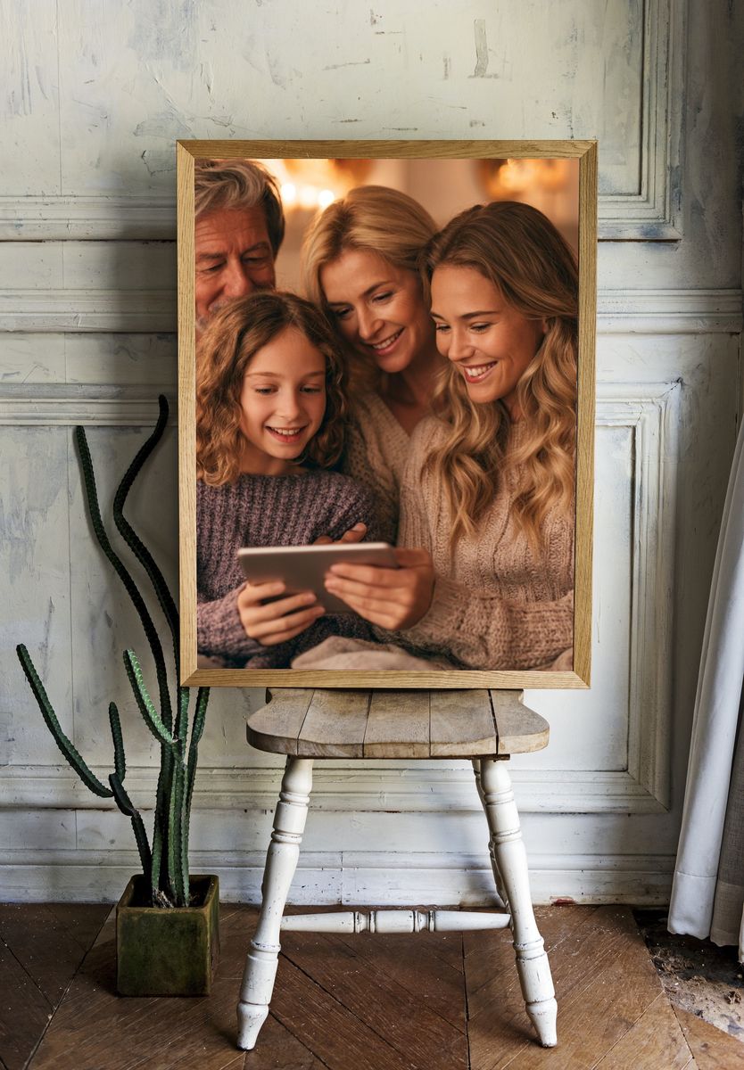 Family Tablet Moment Photography Poster. — room view 1