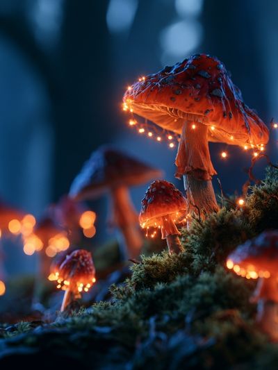 Glowing Mushroom Forest Photography Poster. poster print