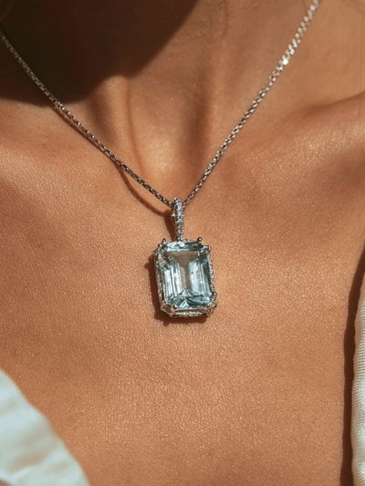Emerald Cut Necklace Photography Poster. poster