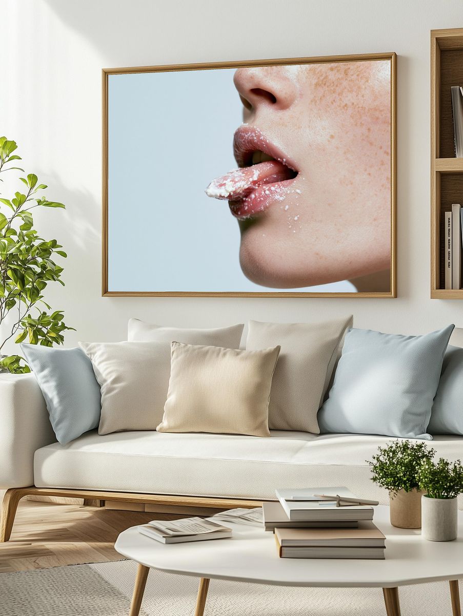 Freckled Lips Close-Up Photography Poster. — room view 2