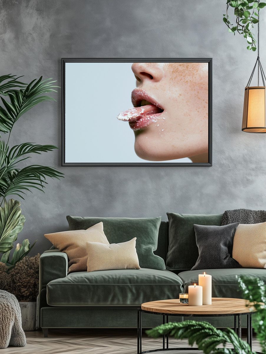 Freckled Lips Close-Up Photography Poster. — room view 4