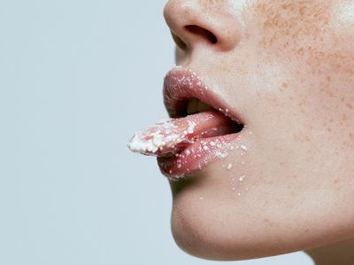 Freckled Lips Close-Up Photography Poster. poster
