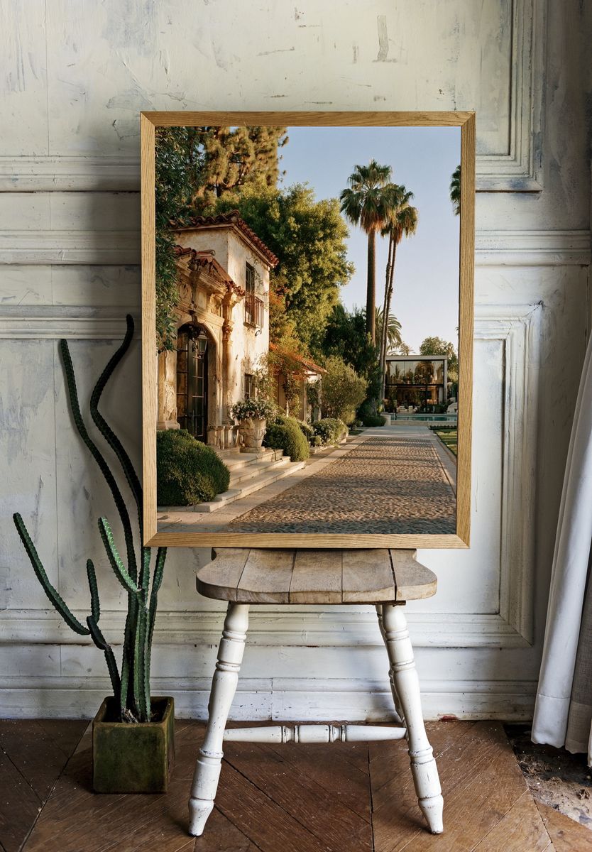 Palm Villa Courtyard Photography Poster. — room view 1