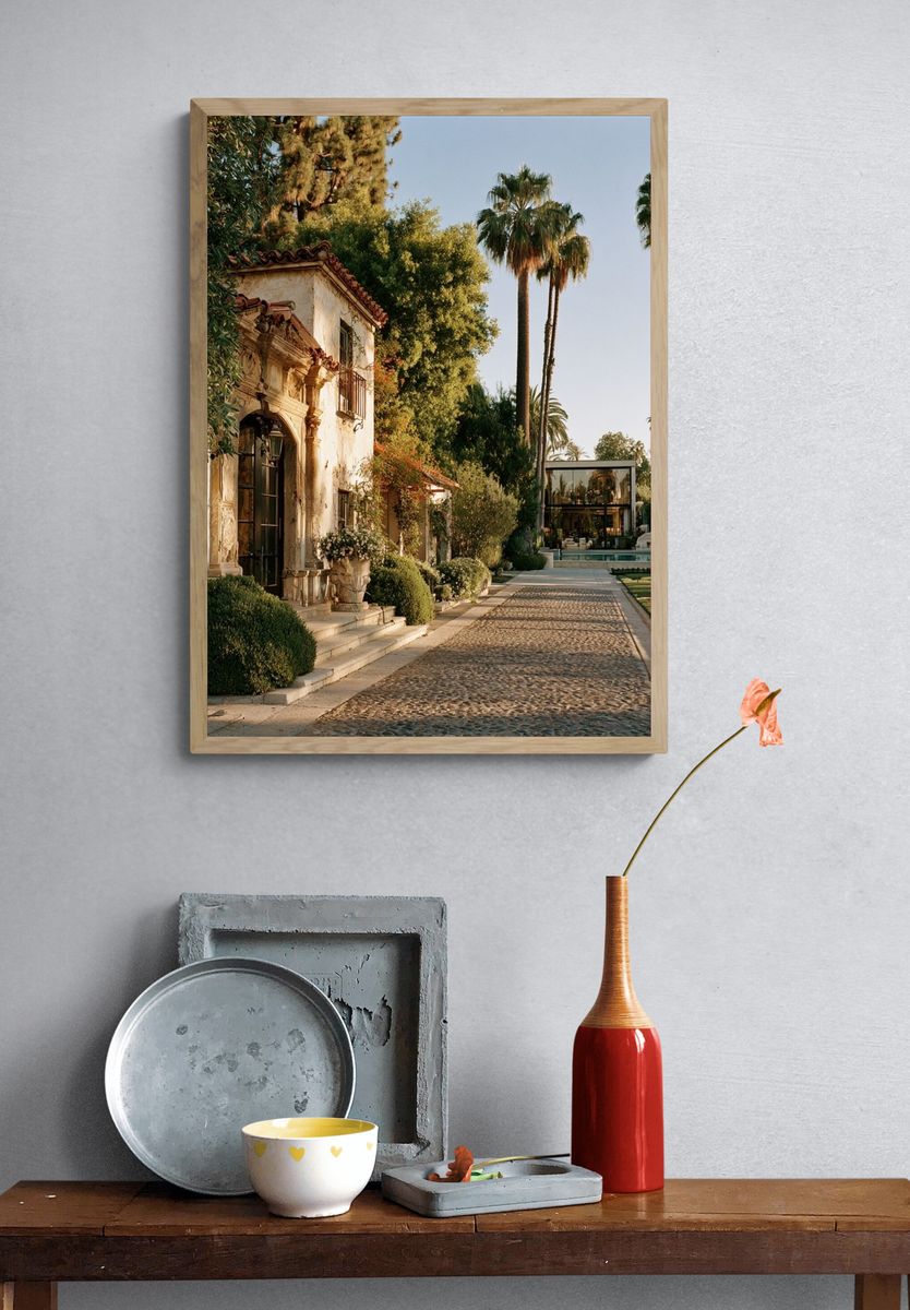 Palm Villa Courtyard Photography Poster. — room view 3