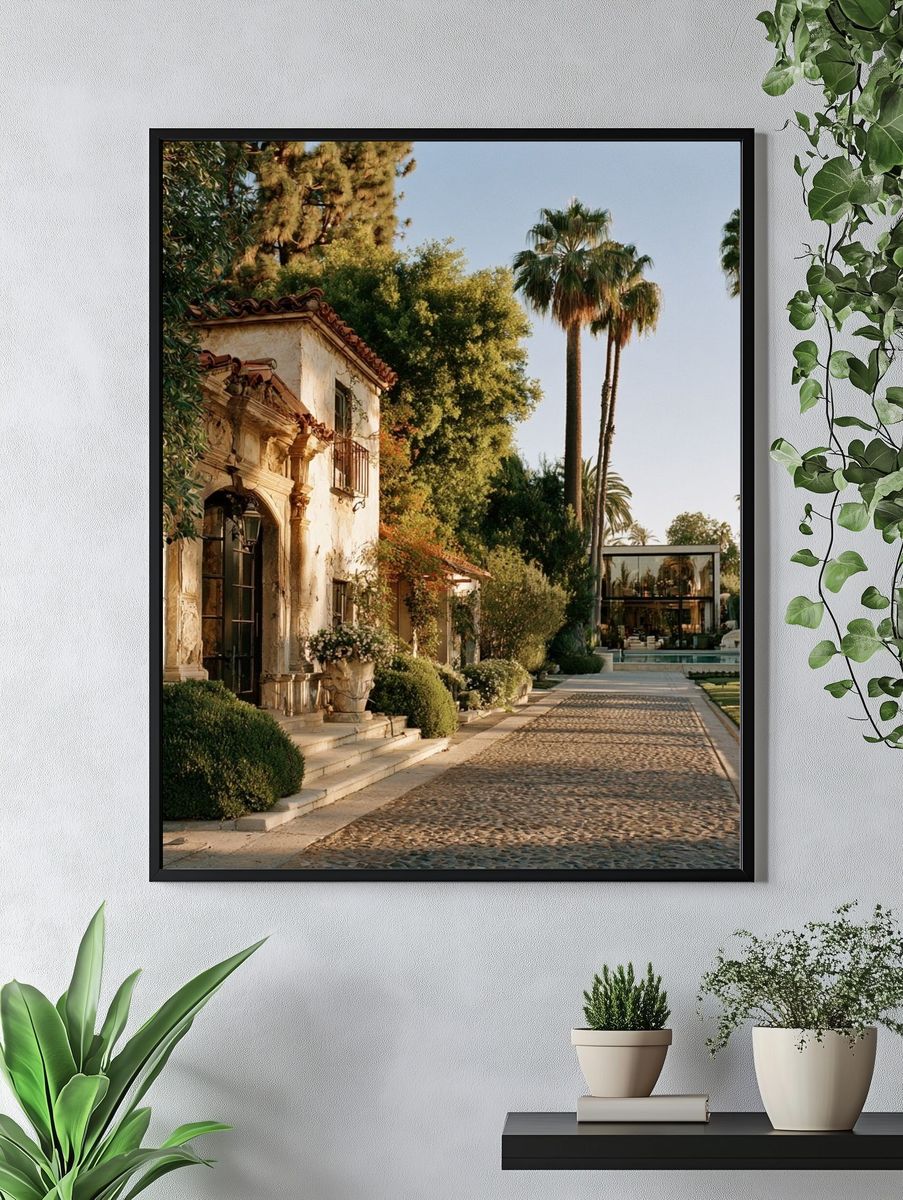 Palm Villa Courtyard Photography Poster. — room view 4