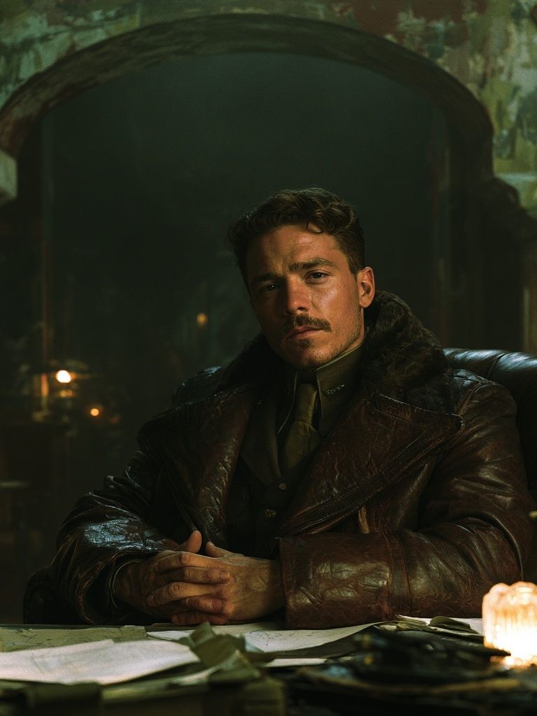 Moody Portrait in Green Light Poster. poster detail
