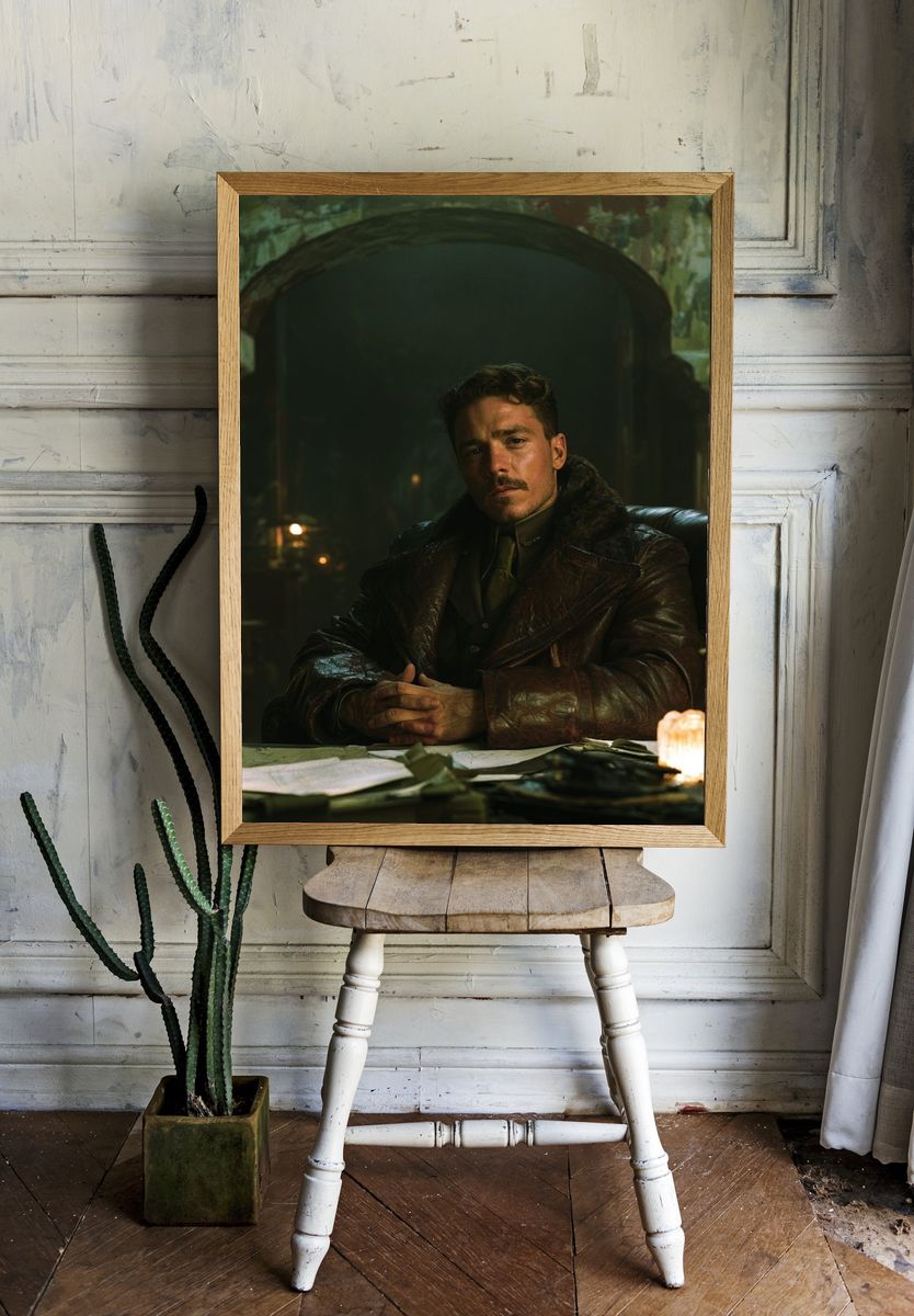 Moody Portrait in Green Light Poster. room preview
