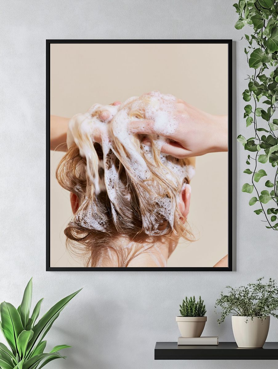Foamy Hair Wash Photography Poster. — room view 4