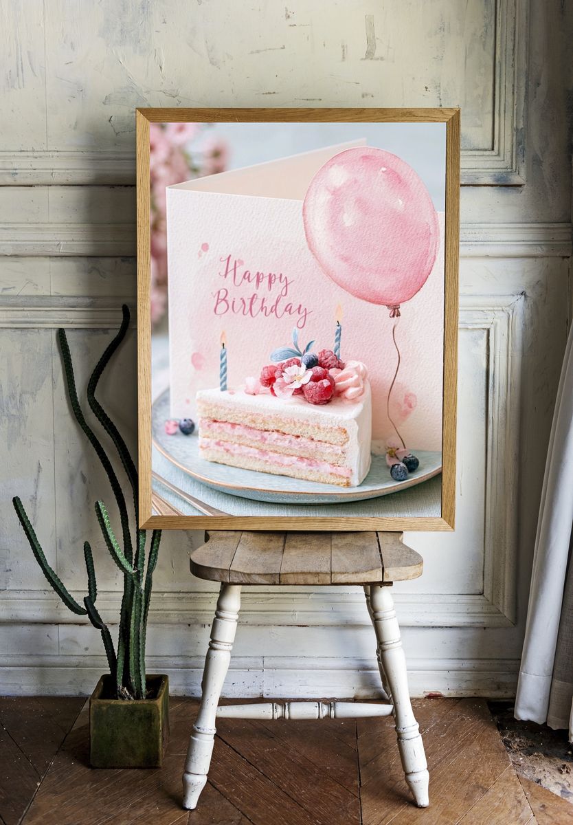 Happy Birthday Cake Photography Poster. — room view 1