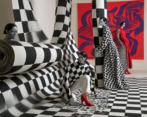 Checkerboard Fashion Surrealism Print. poster detail