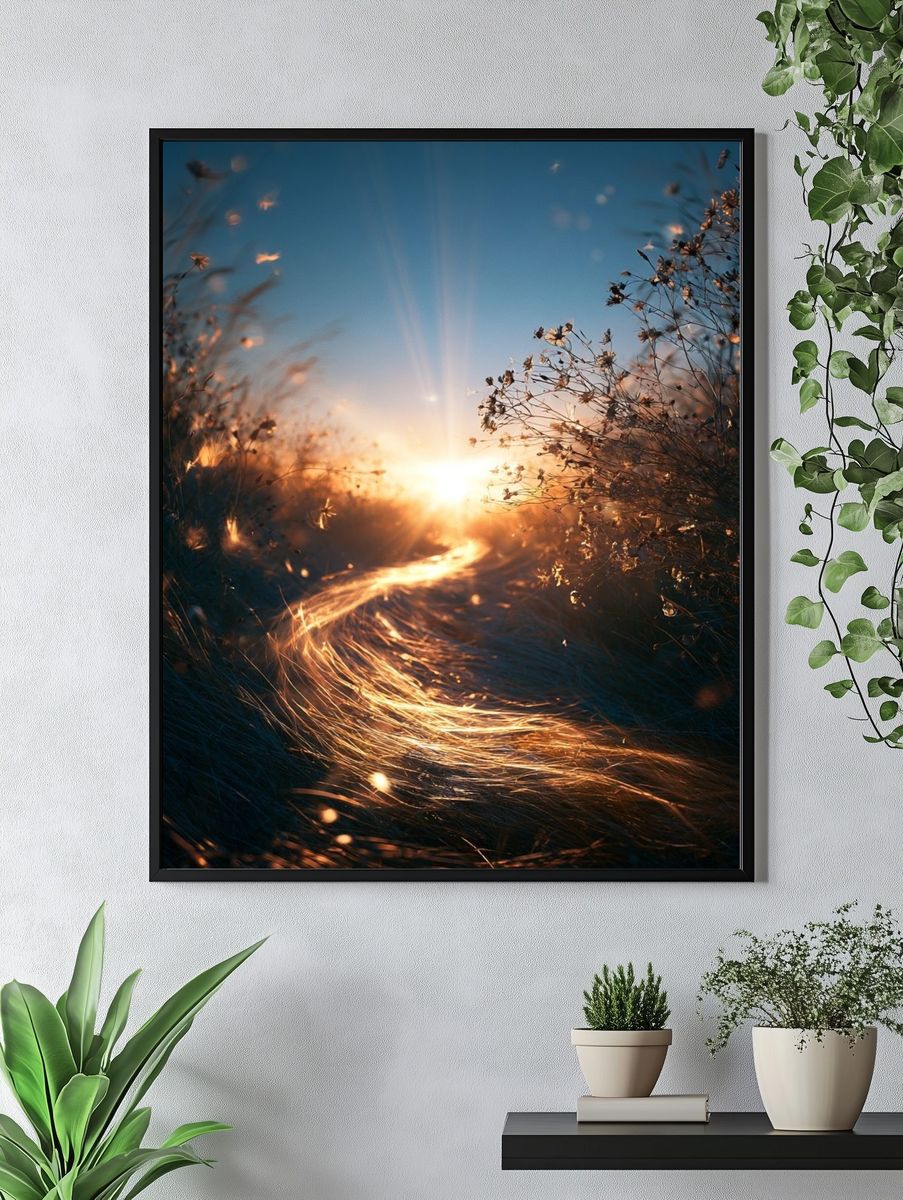 Golden Meadow Sunrise Photography Poster. — room view 4