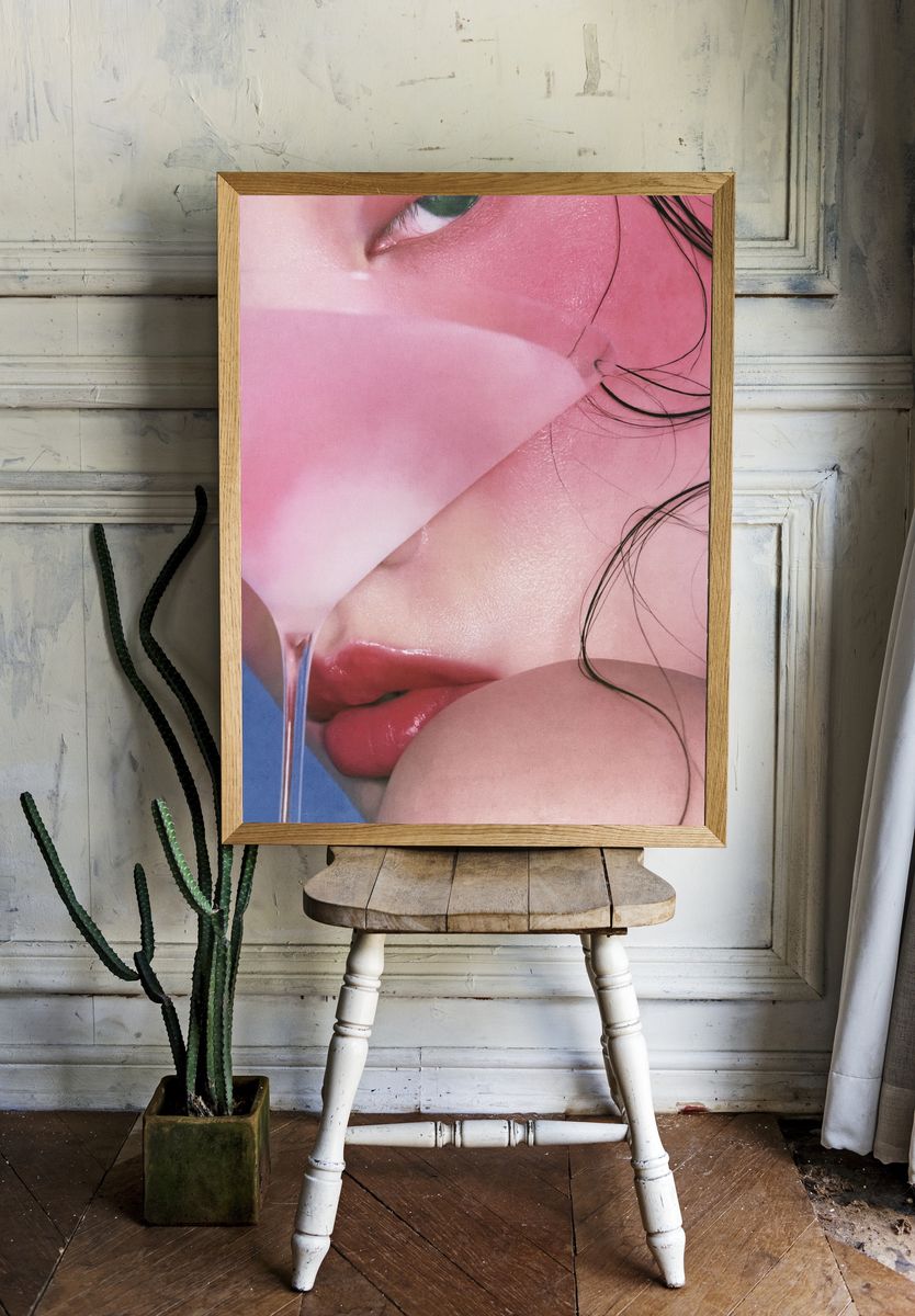 Pink Lips Close-Up Photography Poster. — room view 1