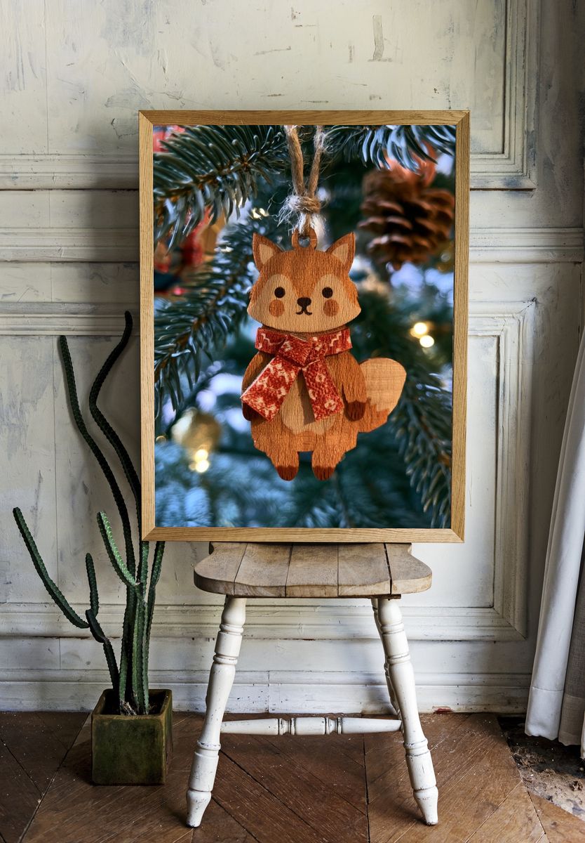 Woodland Fox Ornament Photography Poster. room preview