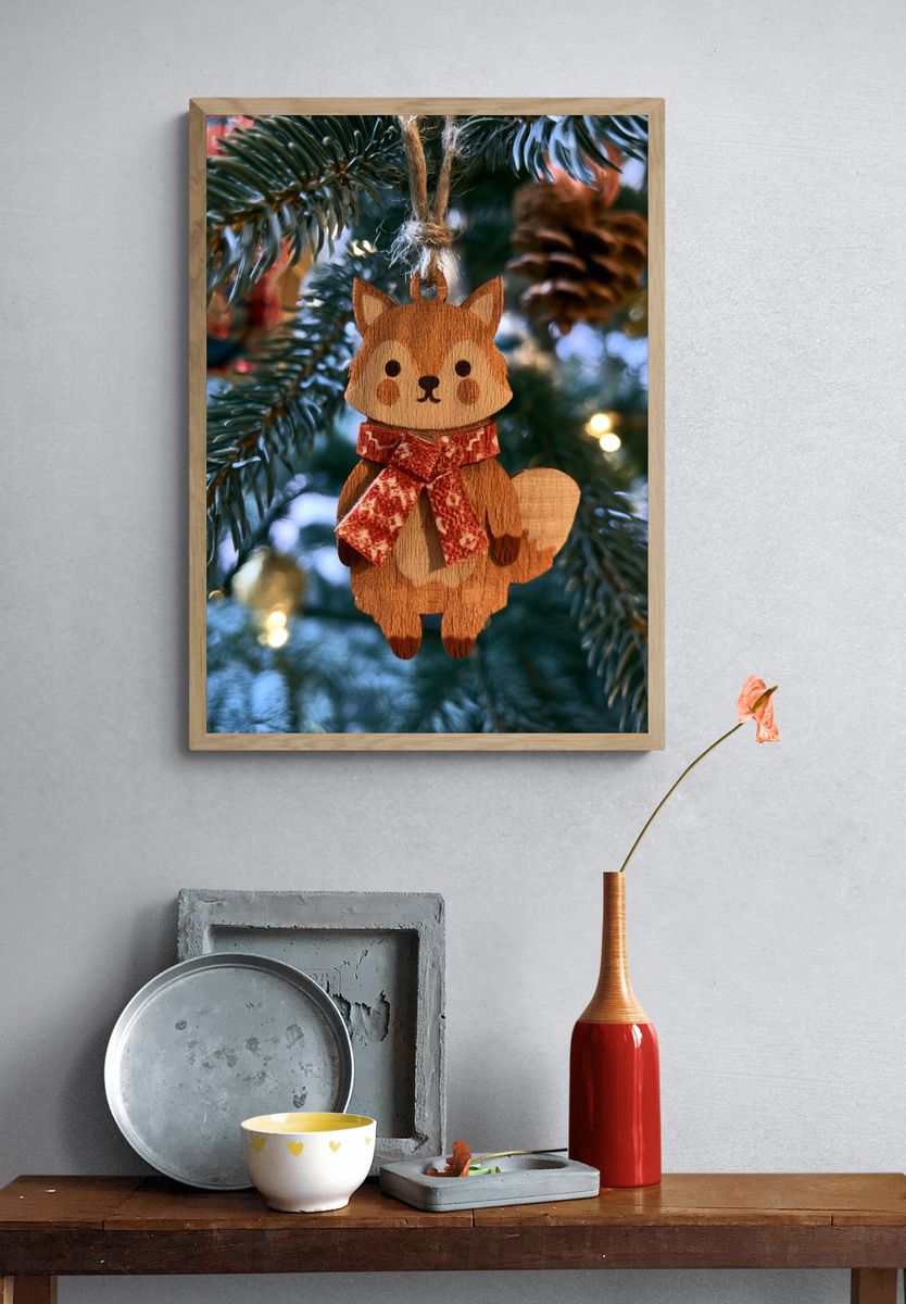 Woodland Fox Ornament Photography Poster. — room view 3