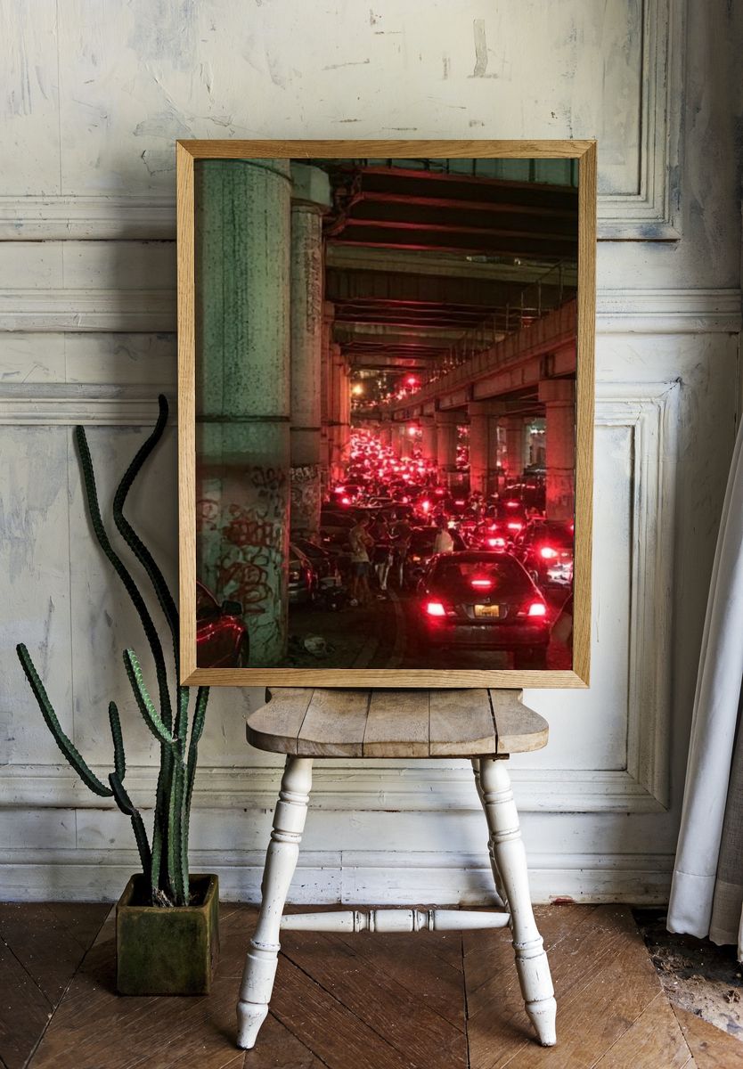Urban Traffic Underpass Photography Poster. — room view 1