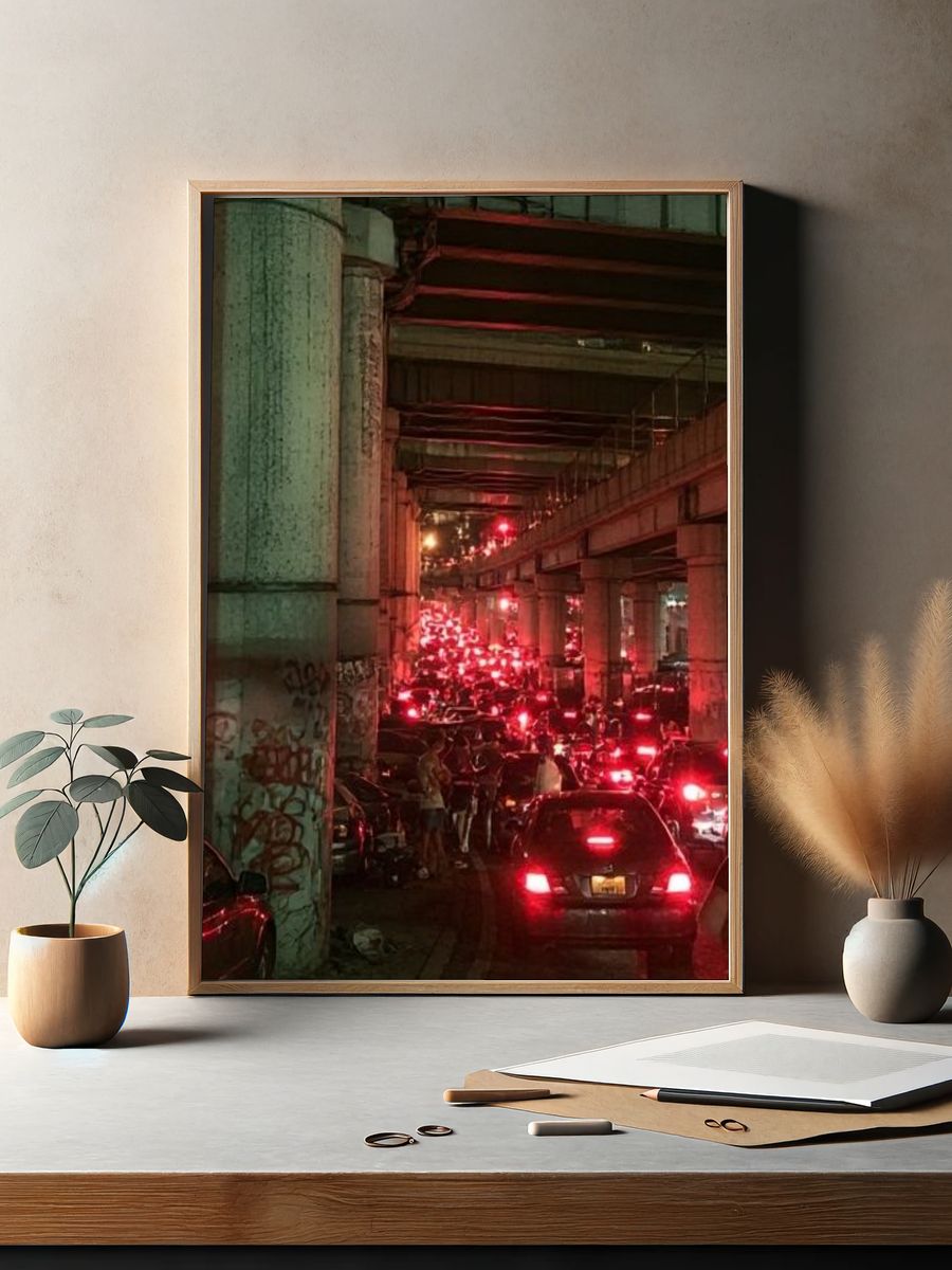 Urban Traffic Underpass Photography Poster. — room view 2
