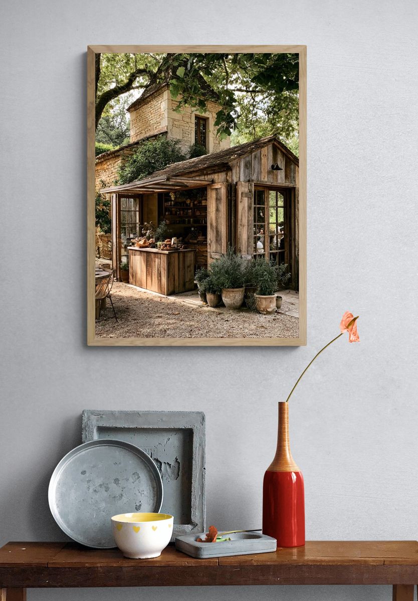 Rustic Garden Cottage Photography Poster. — room view 3