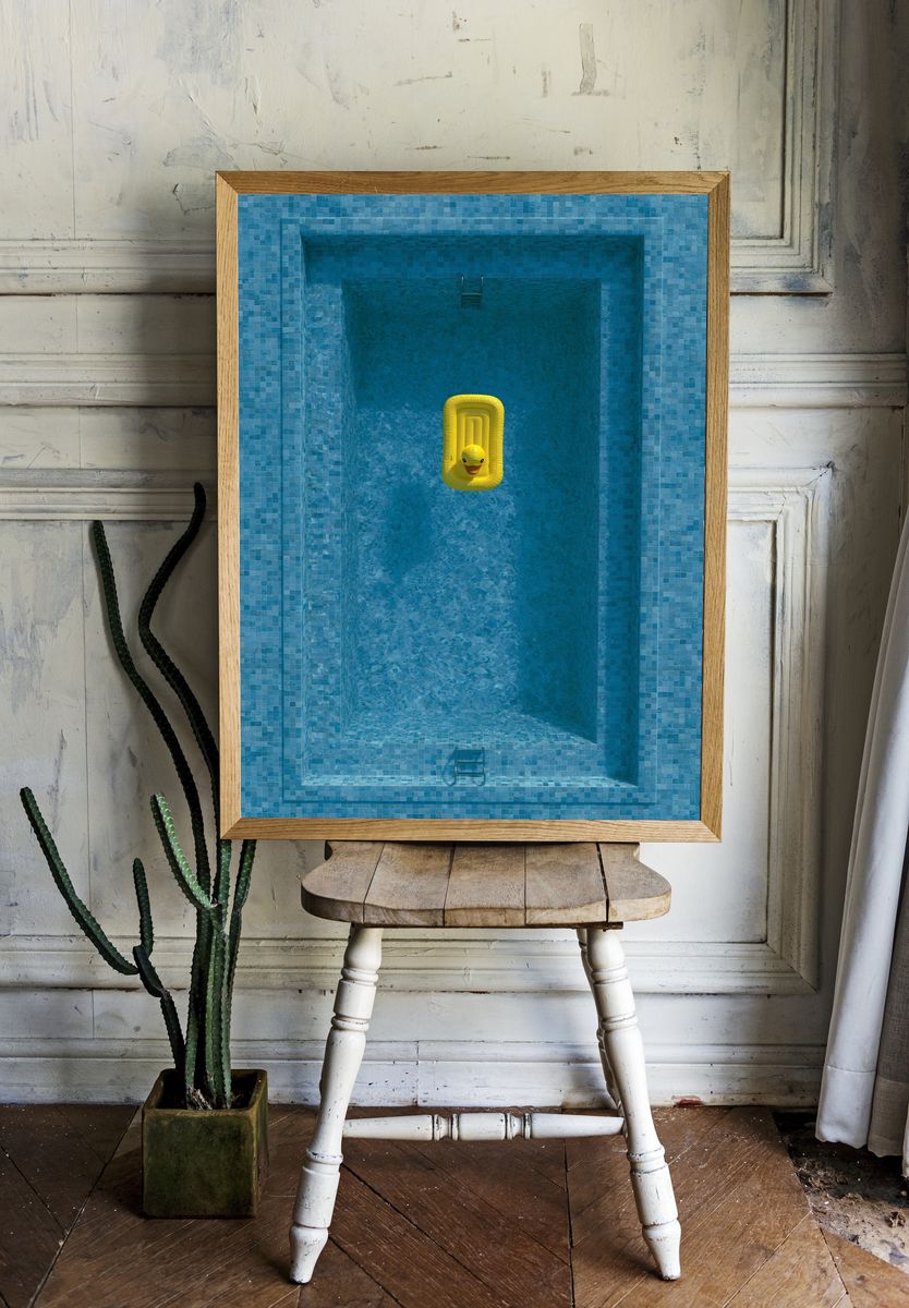 Yellow Duck Pool Photography Poster. — room view 1