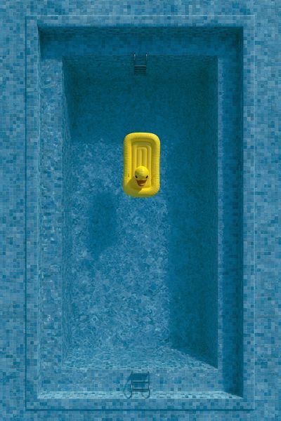 Yellow Duck Pool Photography Poster. poster