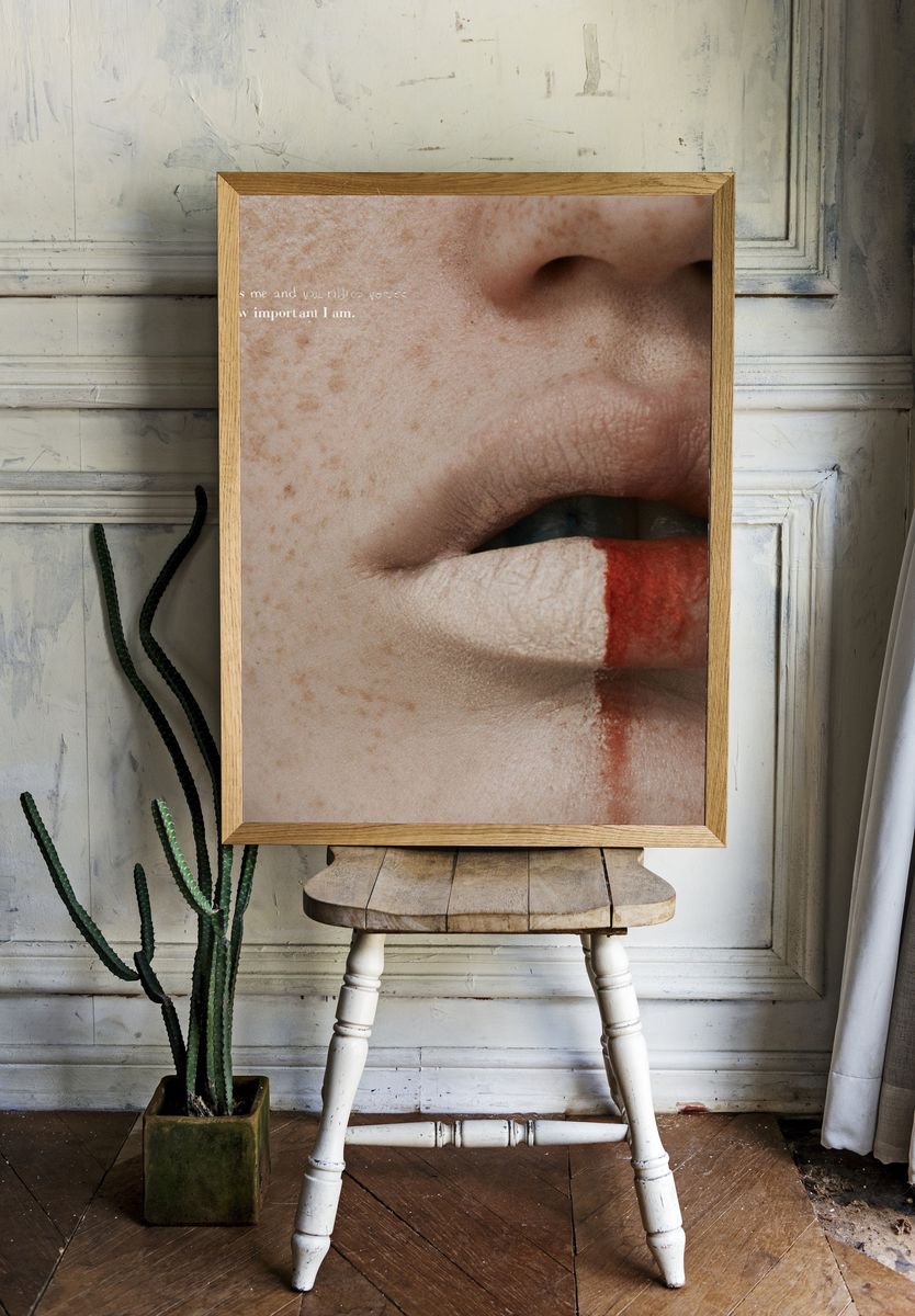 Freckled Lips Close-Up Photography Poster. — room view 1