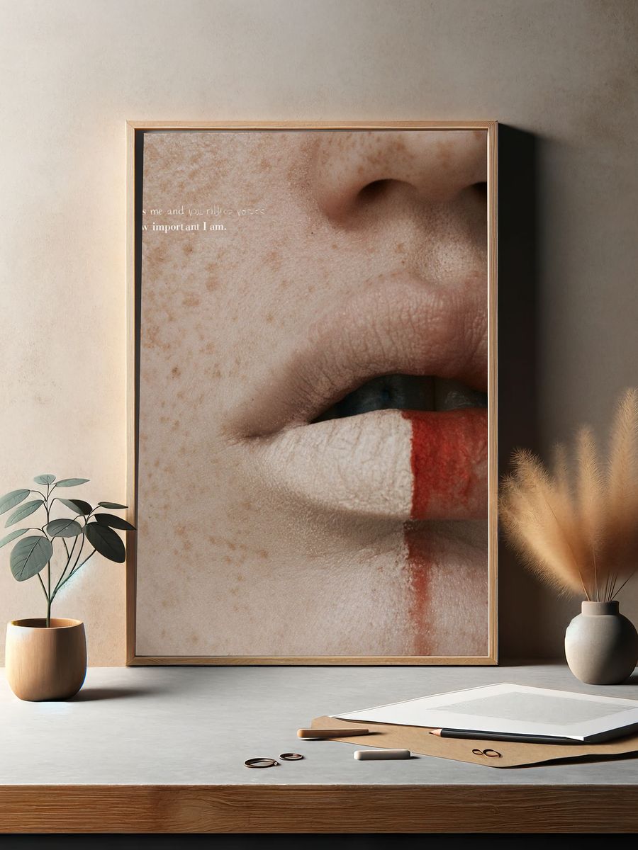 Freckled Lips Close-Up Photography Poster. — room view 2