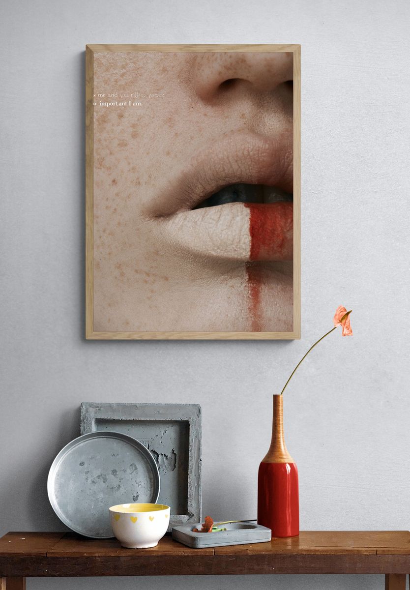 Freckled Lips Close-Up Photography Poster. — room view 3