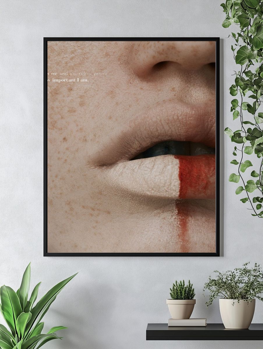 Freckled Lips Close-Up Photography Poster. — room view 4