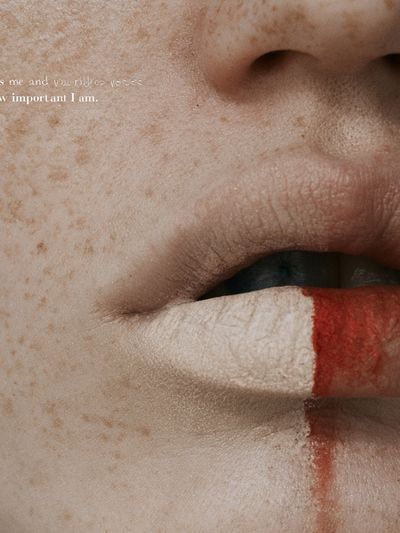 Freckled Lips Close-Up Photography Poster. poster