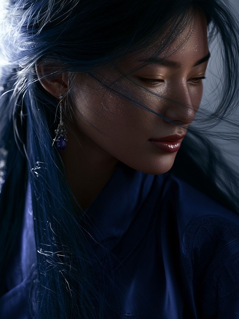 Blue-Haired Portrait Photography Poster. poster — photography art