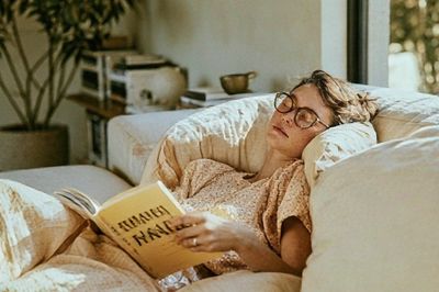 Cozy Reading Moment Photography Poster. poster