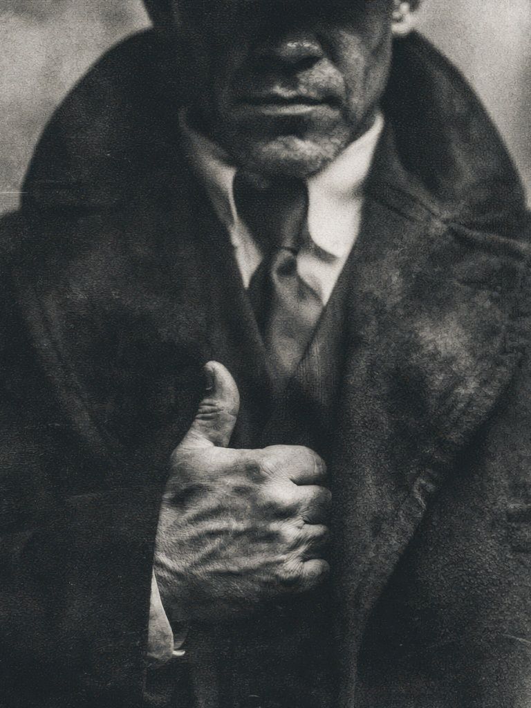 Mysterious Man in Coat Black-White Poster. poster — photography art