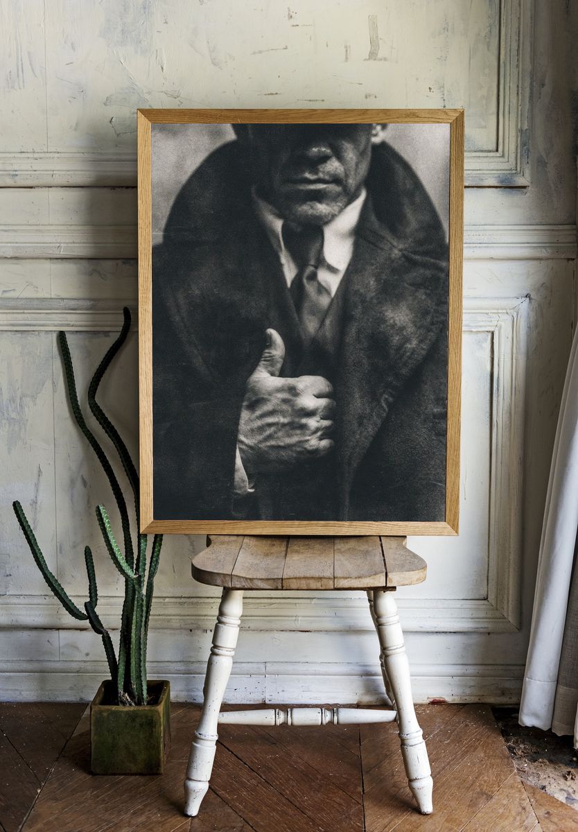 Mysterious Man in Coat Black-White Poster. — room view 1