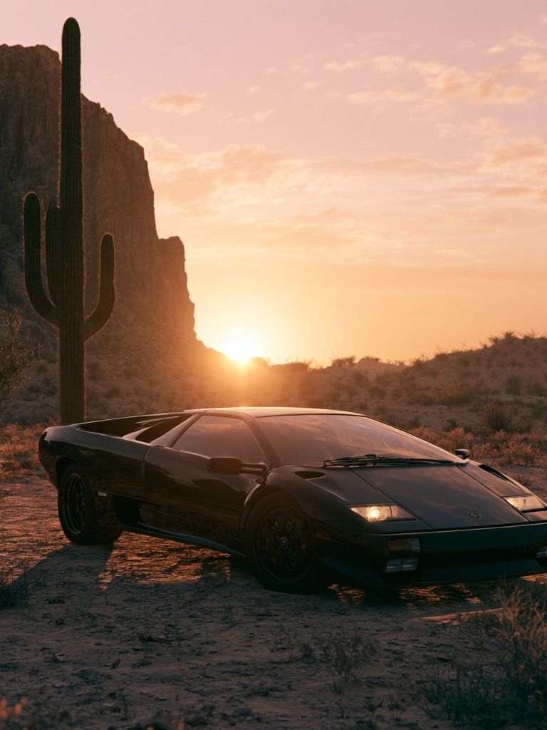 Desert Supercar Sunset Photography Poster. poster — photography art
